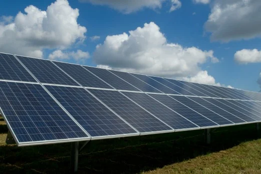 Solarpaneele auf einem Feld