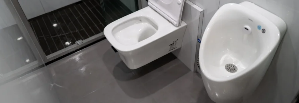 Toilette und Pissoir in einem Badezimmer