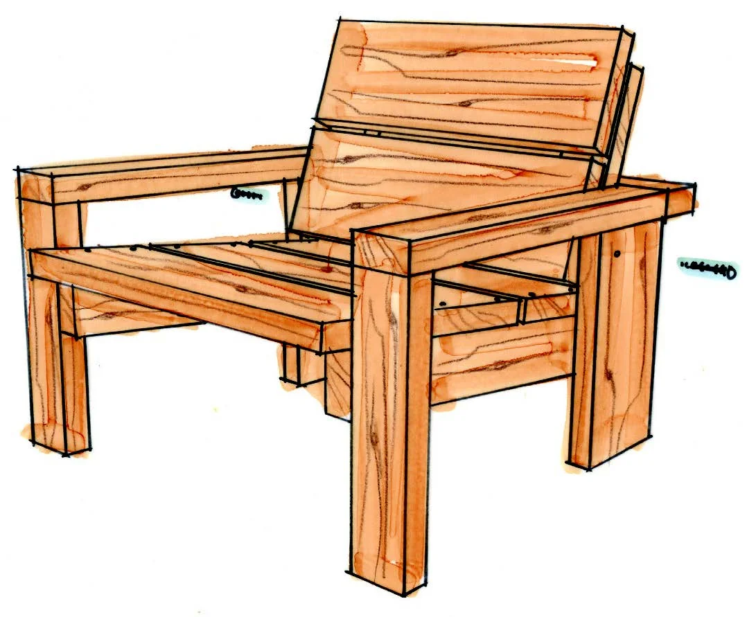 Zeichnung eines Holzsessels