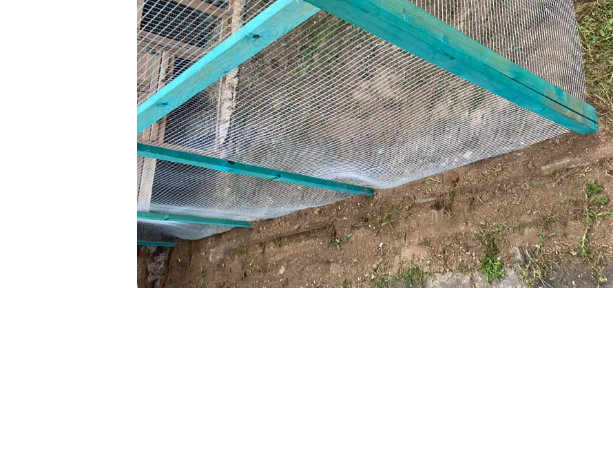 Drahtzaun auf einem Gartenboden