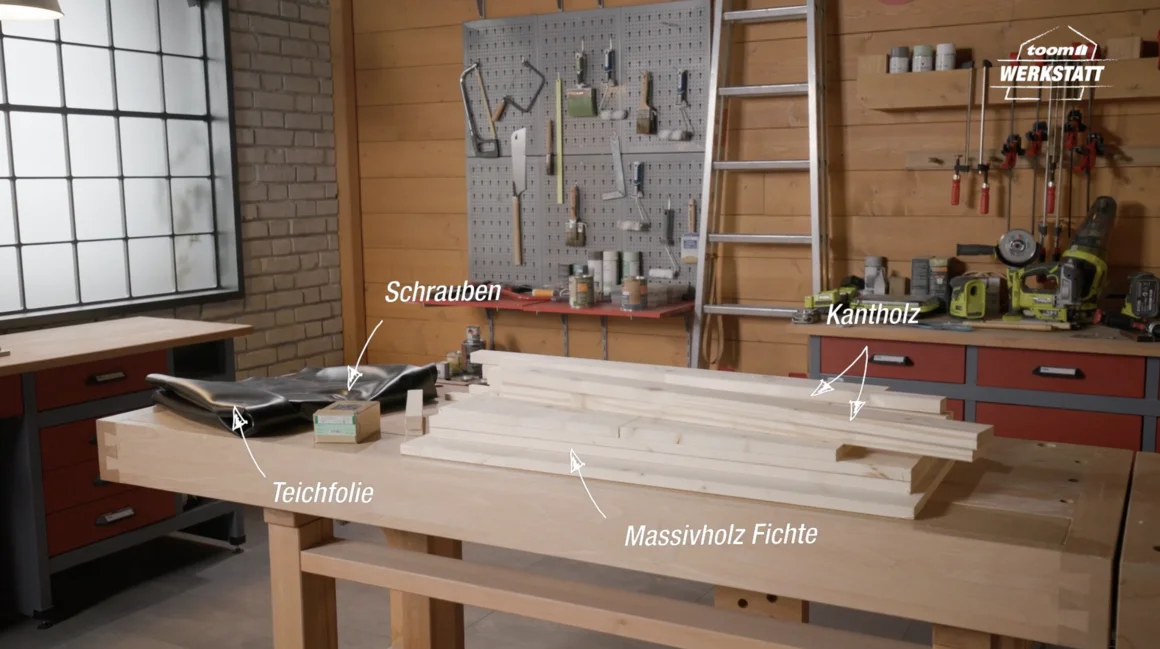 Holzbalken für ein Hochbeet
