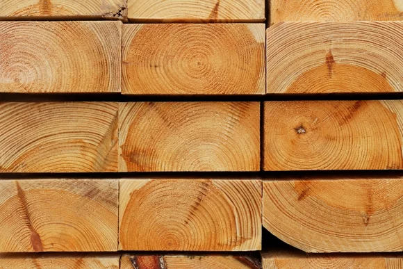 Holzbalken mit Jahresringen