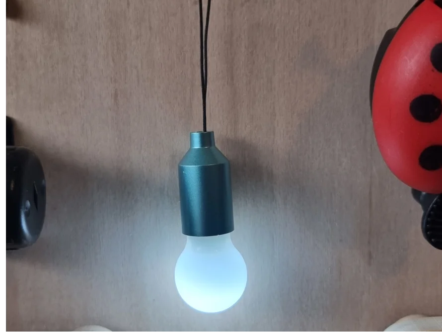 Glühbirne mit schwarzem Kabel