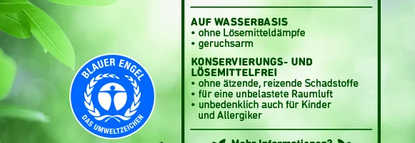 Das Umweltzeichen Blauer Engel auf grünem Hintergrund