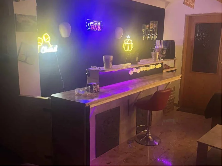 Hausbar mit Leuchtreklamen