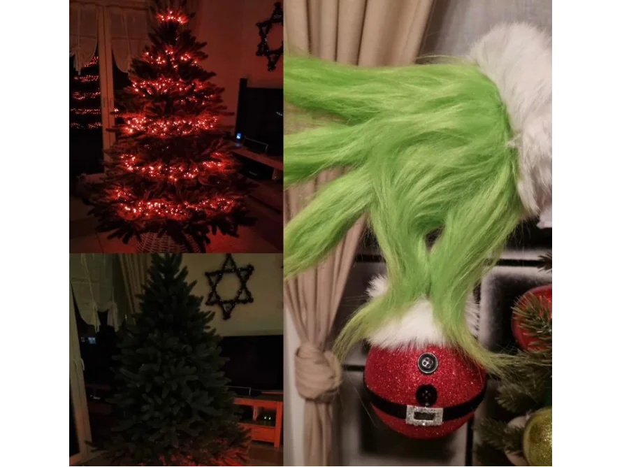 Weihnachtsbaum mit Grinch-Weihnachtskugel