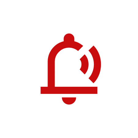 Ein rotes Symbol in Form einer Glocke für Benachrichtigungen.