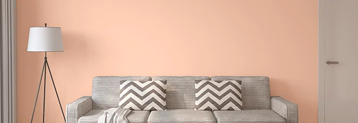 Wohnzimmer mit Sofa und Stehlampe