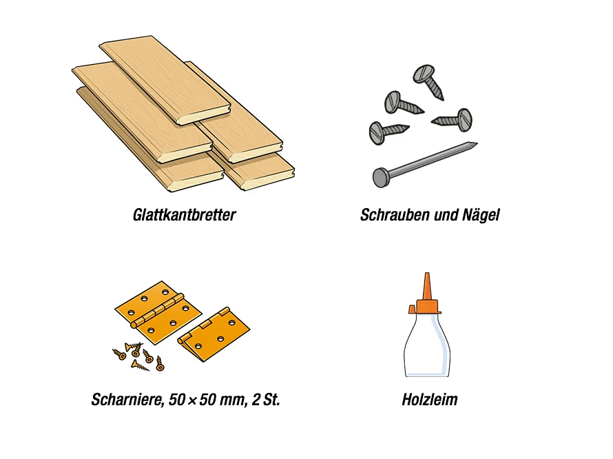 Materialien zum Bau einer Schatzkiste