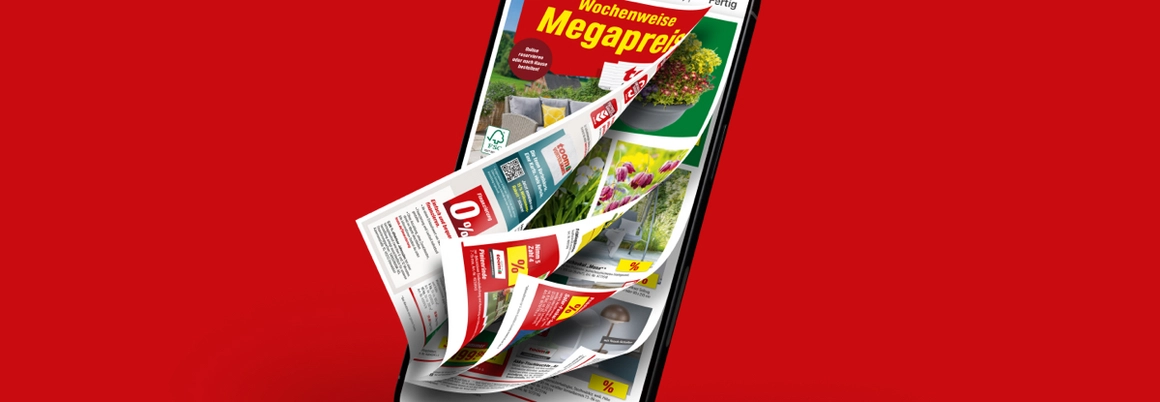 Smartphone mit Prospekt
