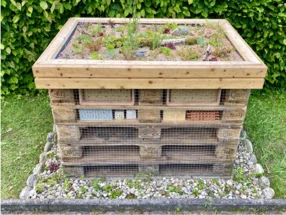 Insektenhotel mit bepflanztem Dach