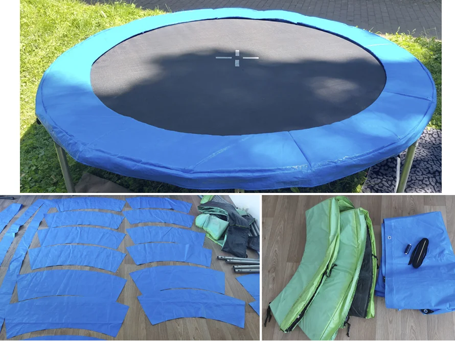 Ein Trampolin und seine Einzelteile