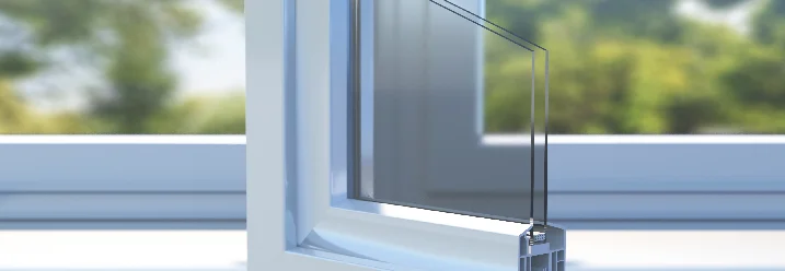 Ein Fensterrahmen mit Merfachverglasung
