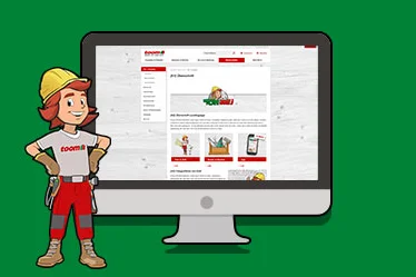 Comic-Figur Tom steht neben der wostelvurnix.online Website auf Computerbildschirm