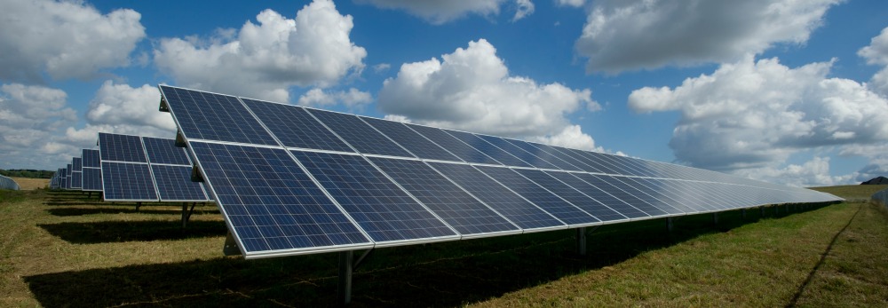 Solarpaneele auf einem Feld